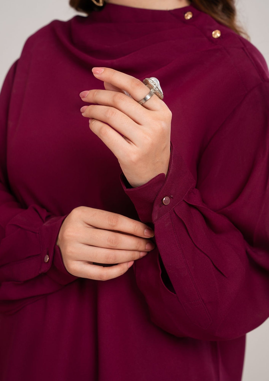 2Pc Georgette Plum Maroon JUPITER-F25-0027