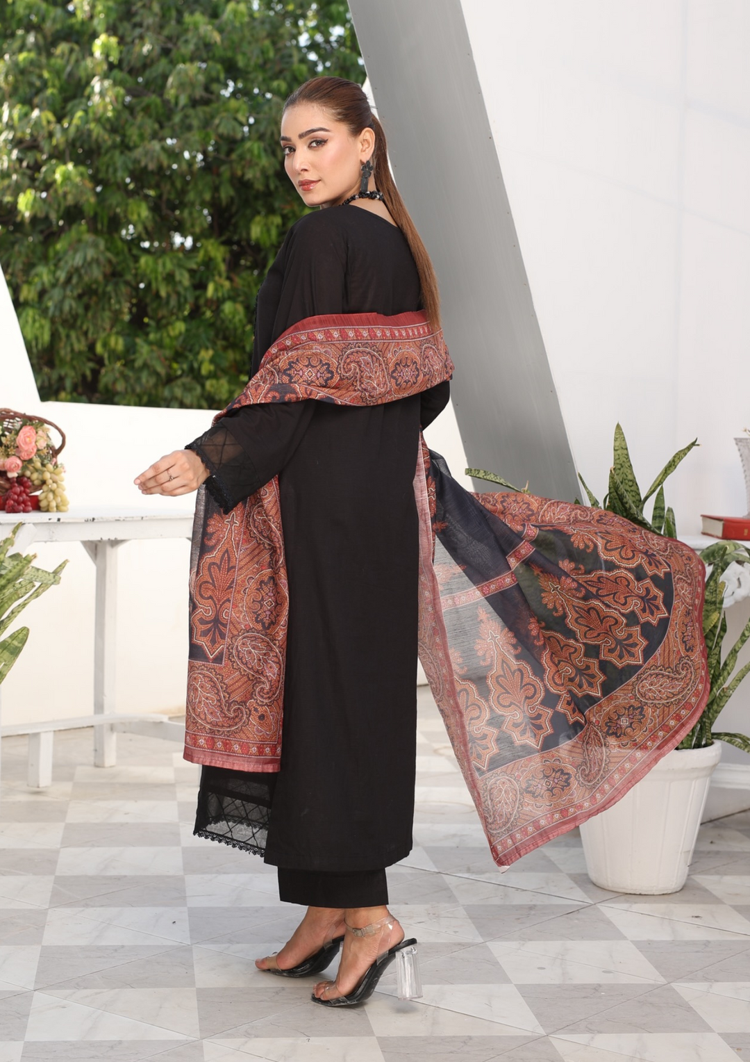 3Pc Jacquard Lawn with Slub Monark Dupatta MONARK-R24-0001