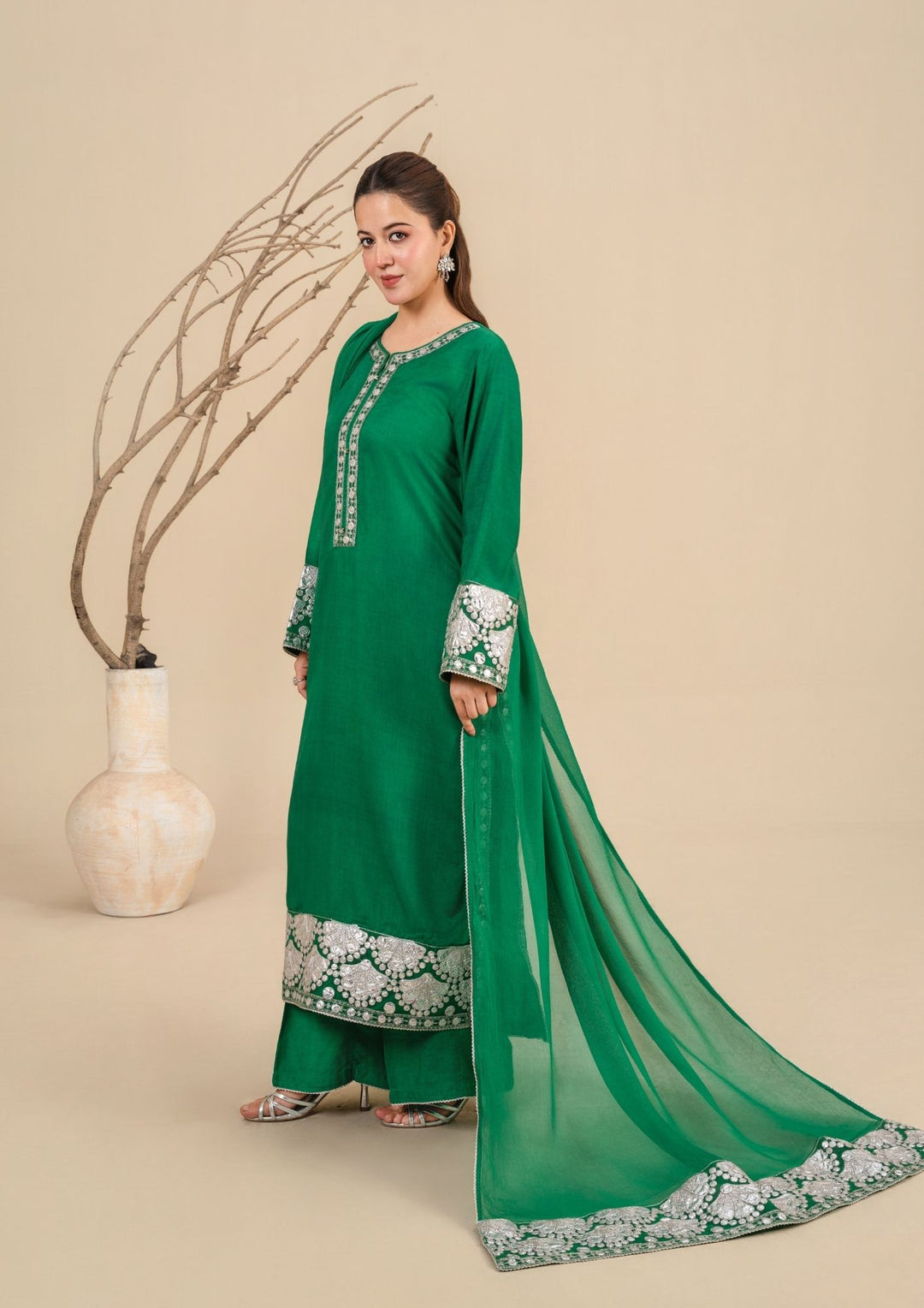 3-Piece Silk Viscose Suit with Chiffon Dupatta | BASANT-B25-0003