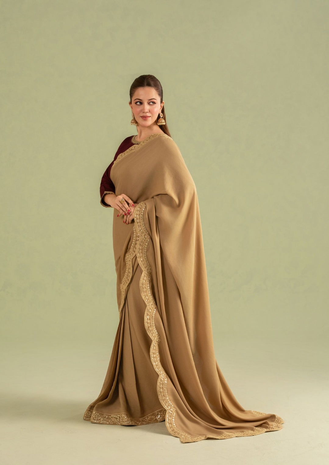 3Pc Georgette Saree Gold | LUXE-L25-0008