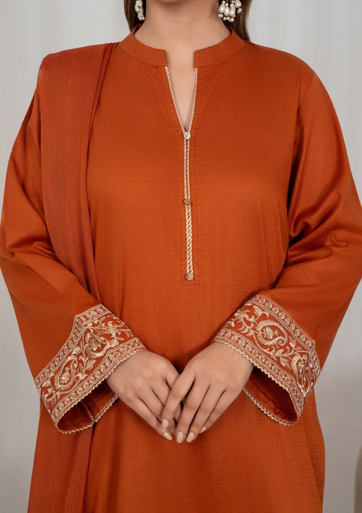 3Pc Tilla Embroidered Textured Lawn with Farshi Shalwar with Embroidered Border Chiffon Dupatta JASHAN-J26-0029