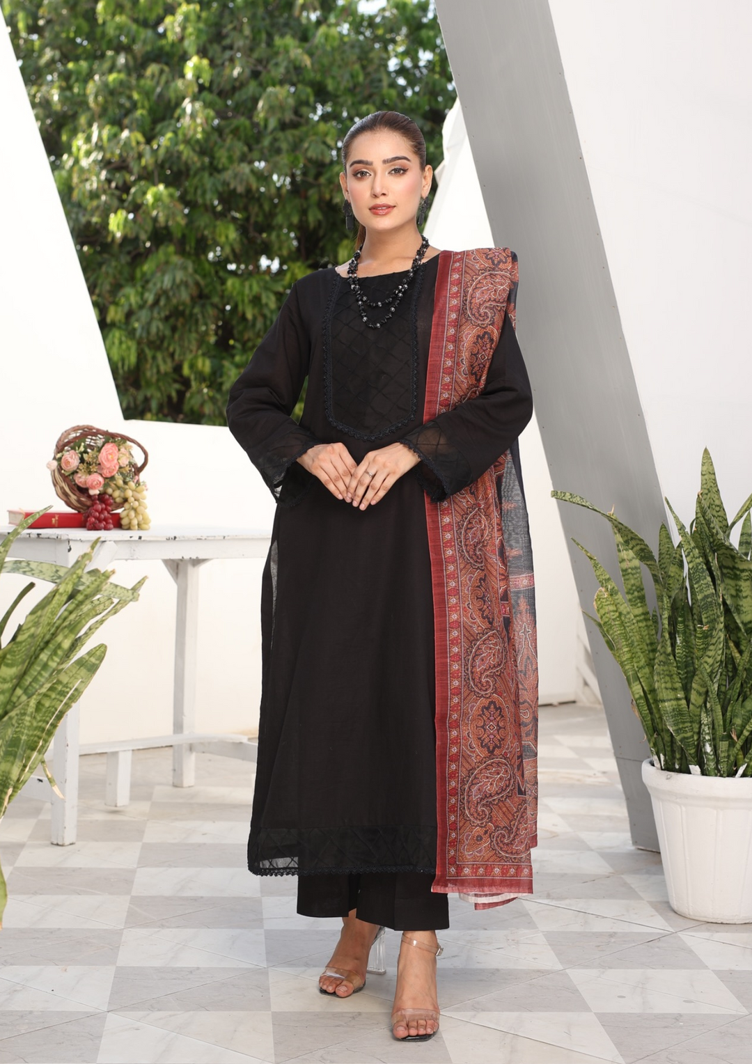 3Pc Jacquard Lawn with Slub Monark Dupatta MONARK-R24-0001