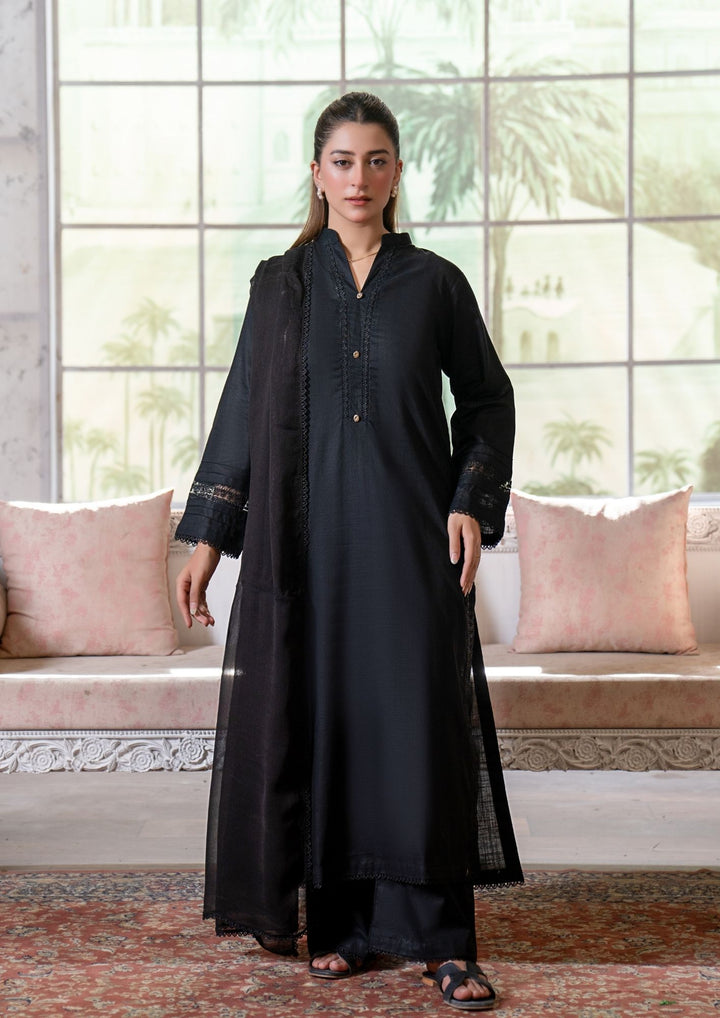 3Pc Lawn Black with Chiffon Dupatta MONO-M26-0005