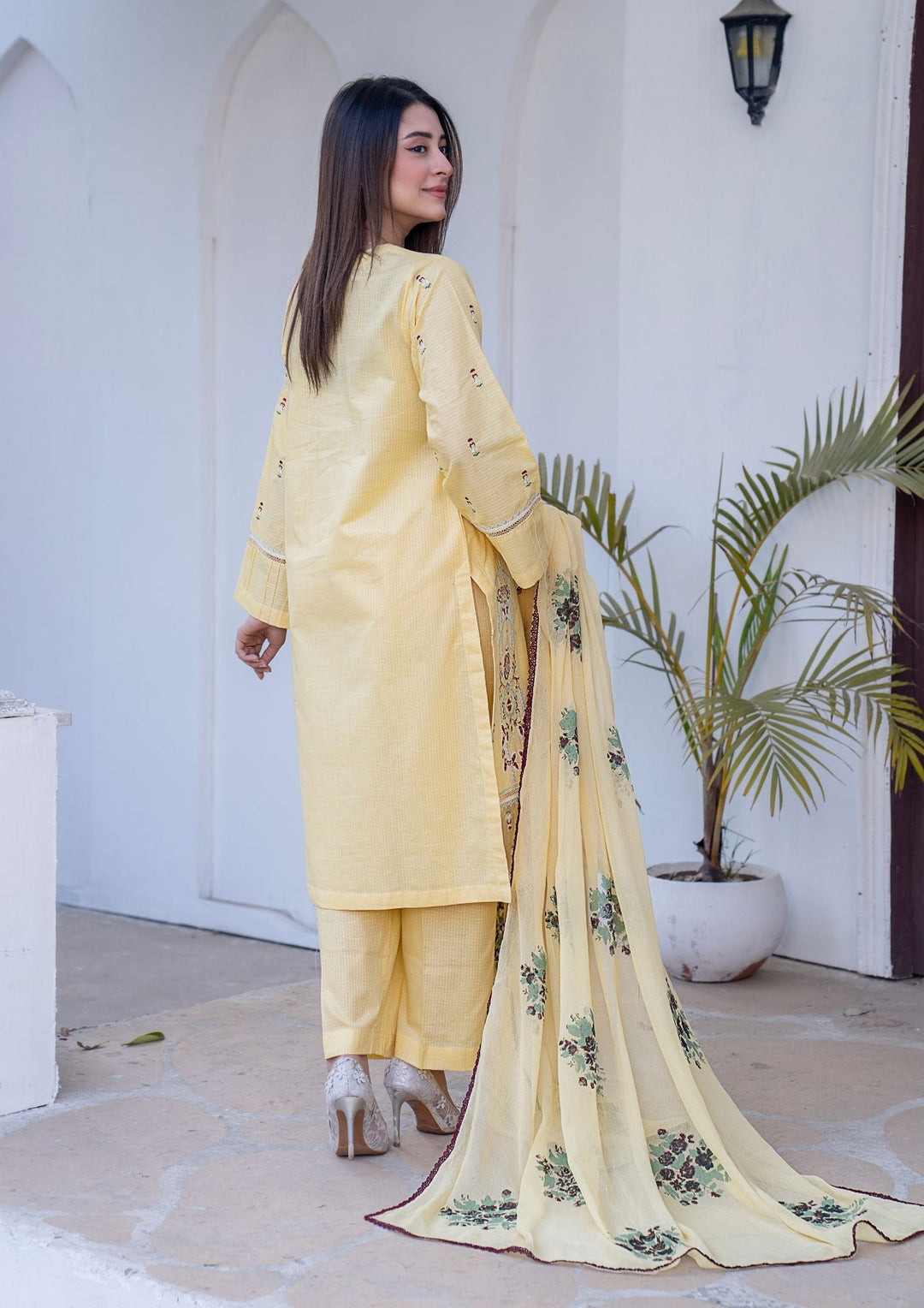 3Pc Embroidered Lawn with Block Printed Organza Dupatta SUM-M26-0002