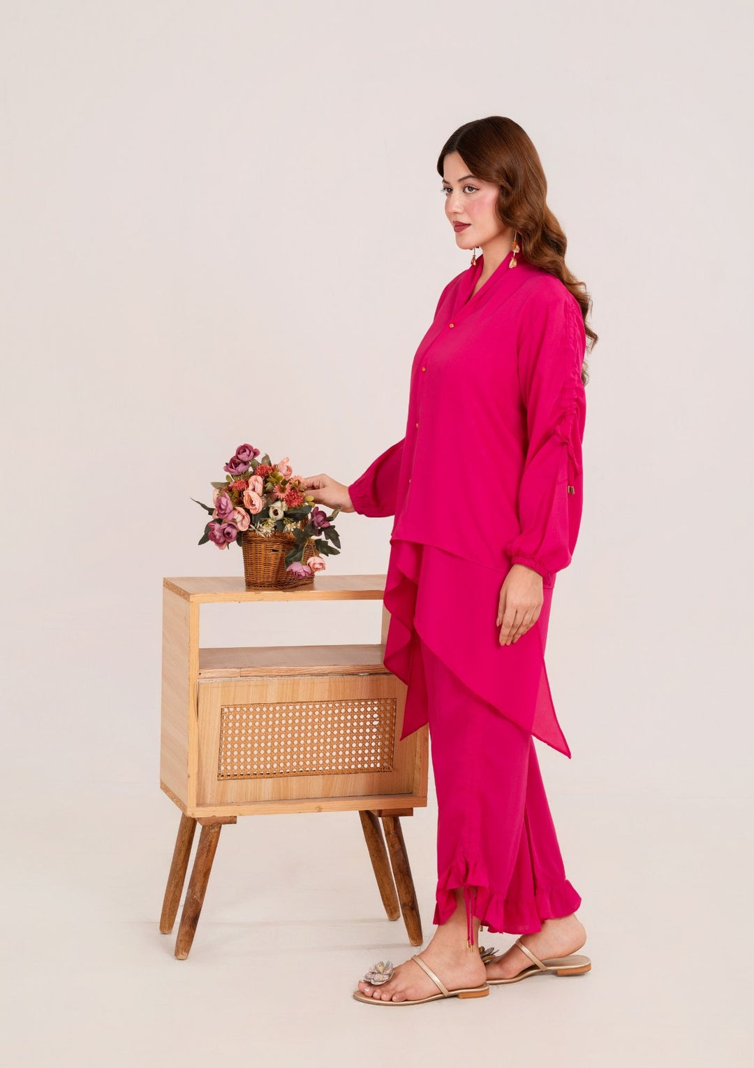 2Pc Georgette Hot Pink JUPITER-F25-0028