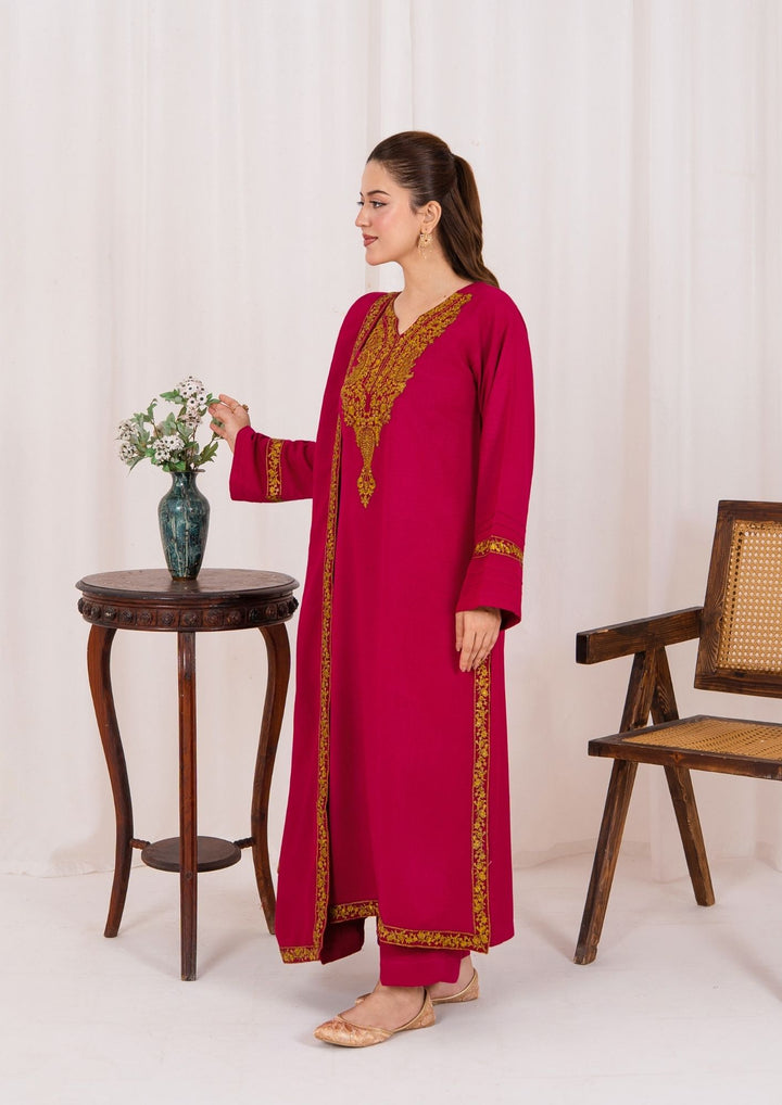 3pc Embroidered Silk Karandi with Embroidered Border Shawl AML-W25-0022