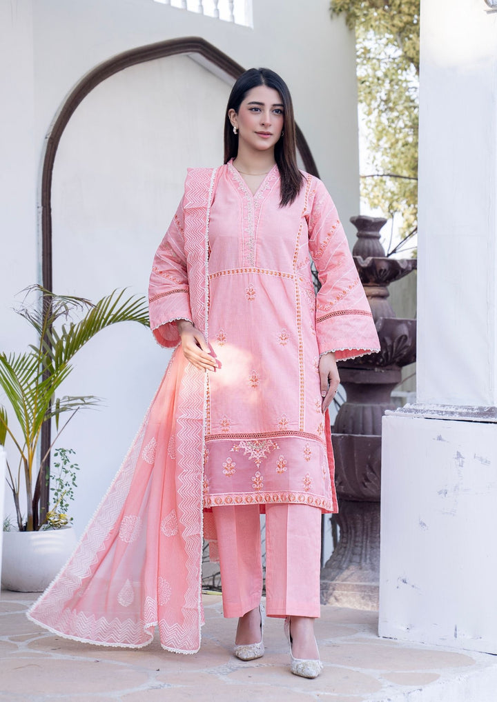 3Pc Embroidered Lawn with Block Printed Chiffon Dupatta SUM-M26-0003
