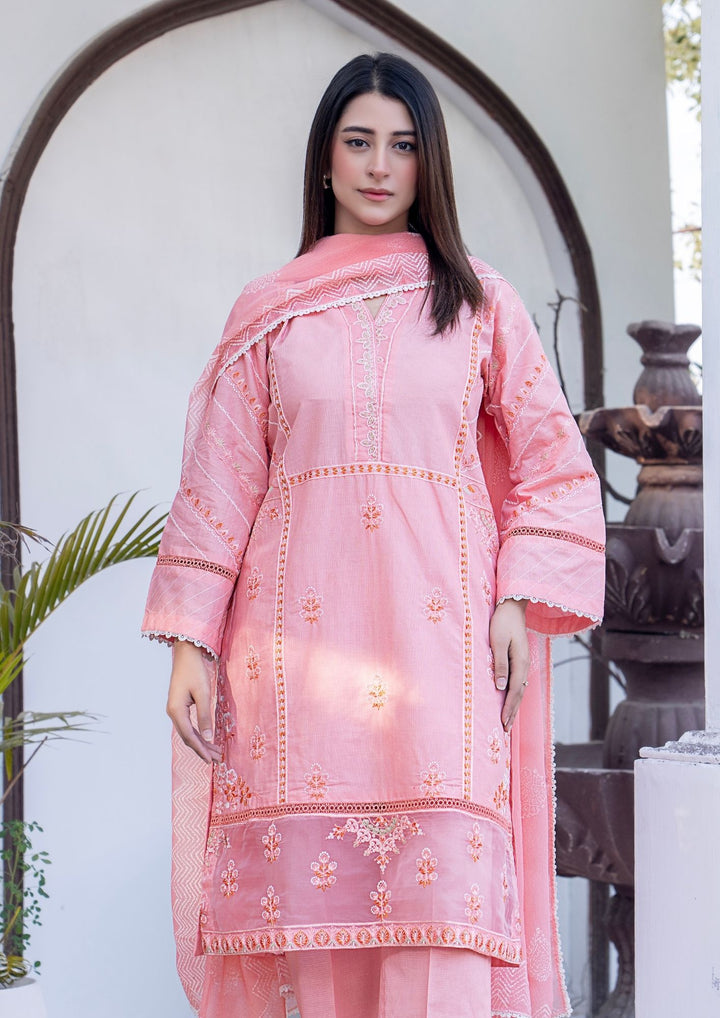 3Pc Embroidered Lawn with Block Printed Chiffon Dupatta SUM-M26-0003
