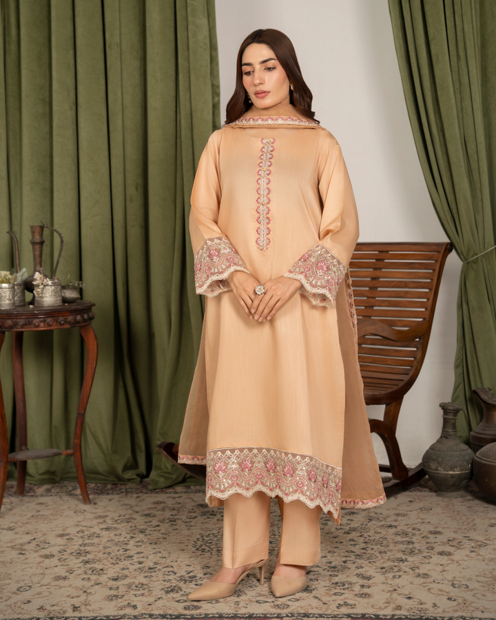 3Pc Embroidered Silk Viscose FATAH-F25-0019