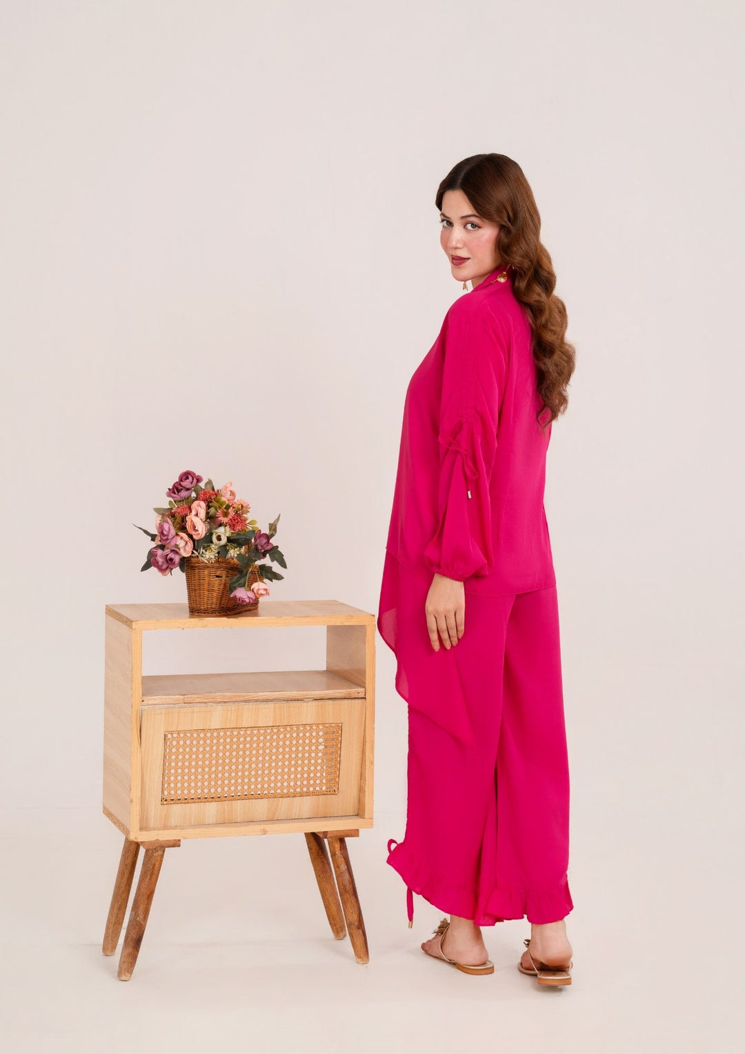 2Pc Georgette Hot Pink JUPITER-F25-0028