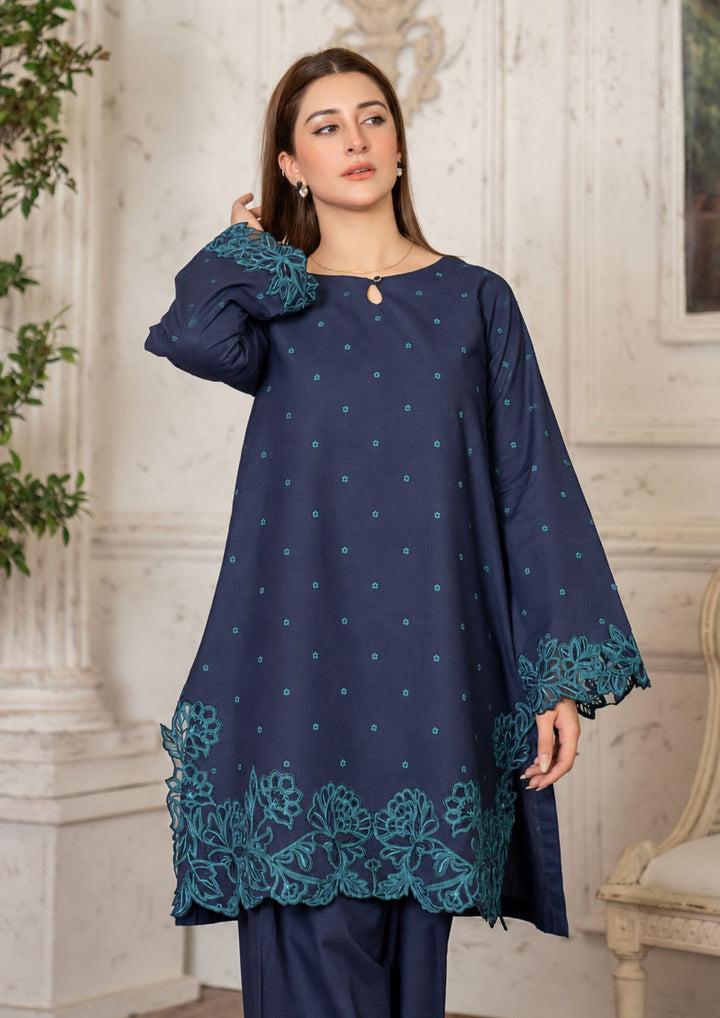 2Pc Multi Embroidered Khaddar Teal Blue SAY-W26-0028