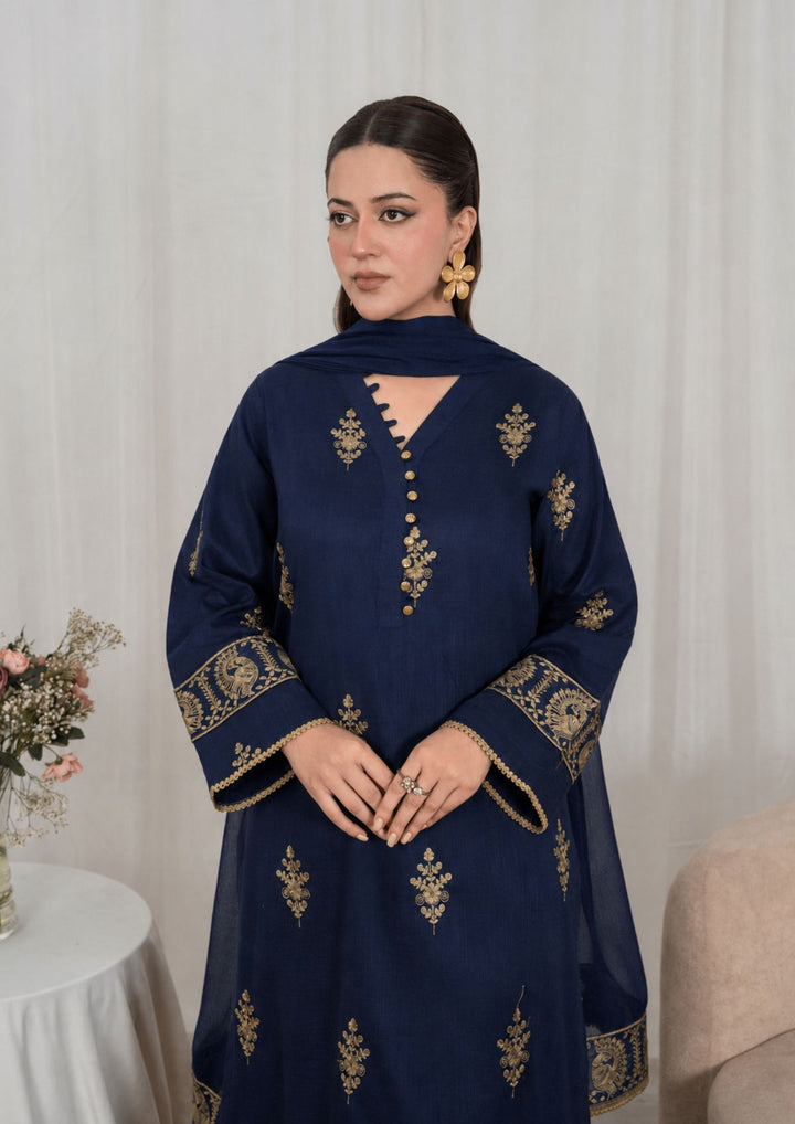 3Pc Embroidered Textured Lawn with Embroidered Border Chiffon Dupatta JASHAN-J26-0046