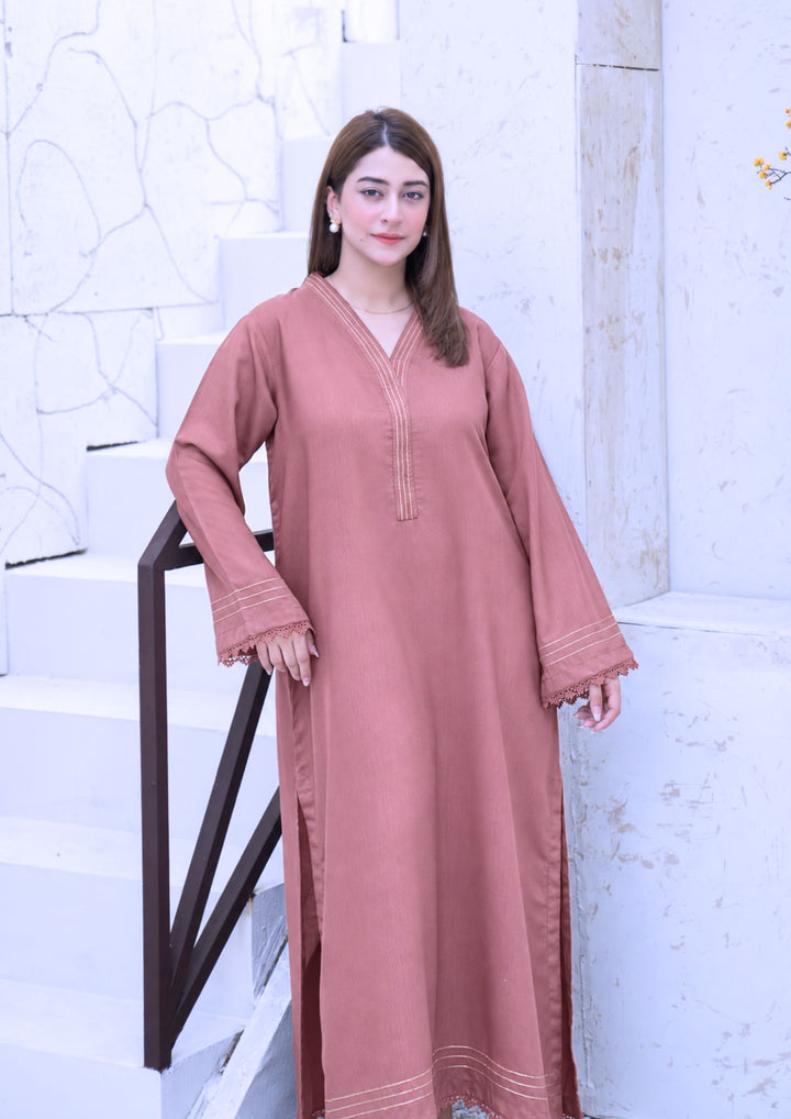 2Pc Silk Viscose Kaftan Tea Pink JUPITER-S26-0013