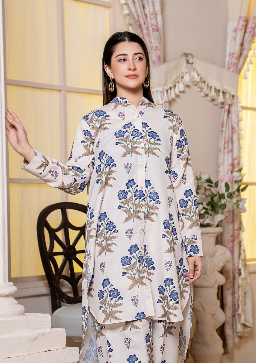 2Pc Digital Print Arabic Silk Lawn Gulmeena-G26-0015