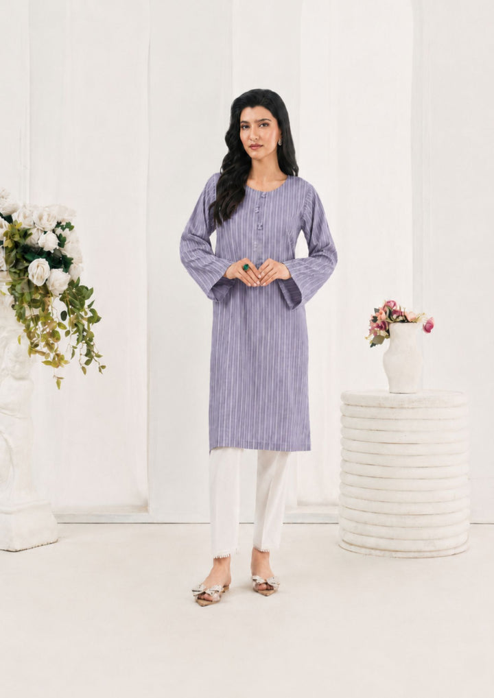 1Pc Black Stripe Bubble Lawn Tunic SOLID-R24-0014