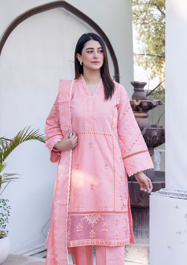 3Pc Embroidered Lawn with Block Printed Chiffon Dupatta SUM-M26-0003