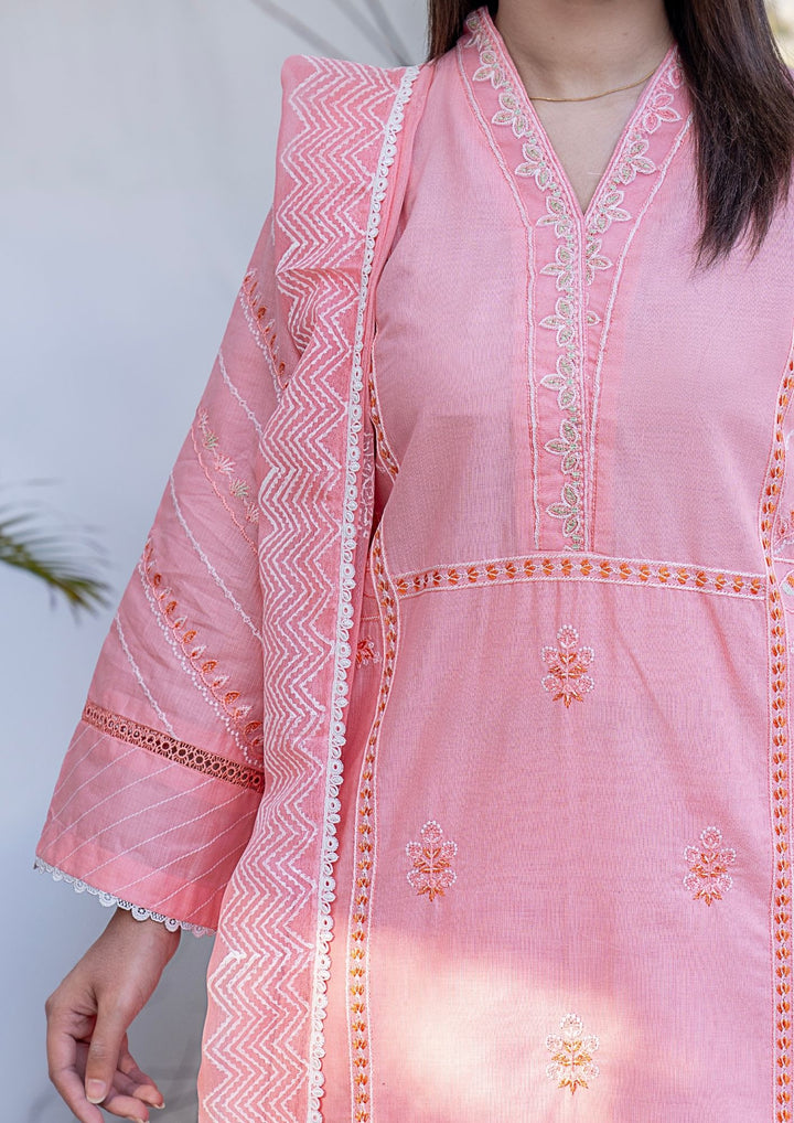 3Pc Embroidered Lawn with Block Printed Chiffon Dupatta SUM-M26-0003