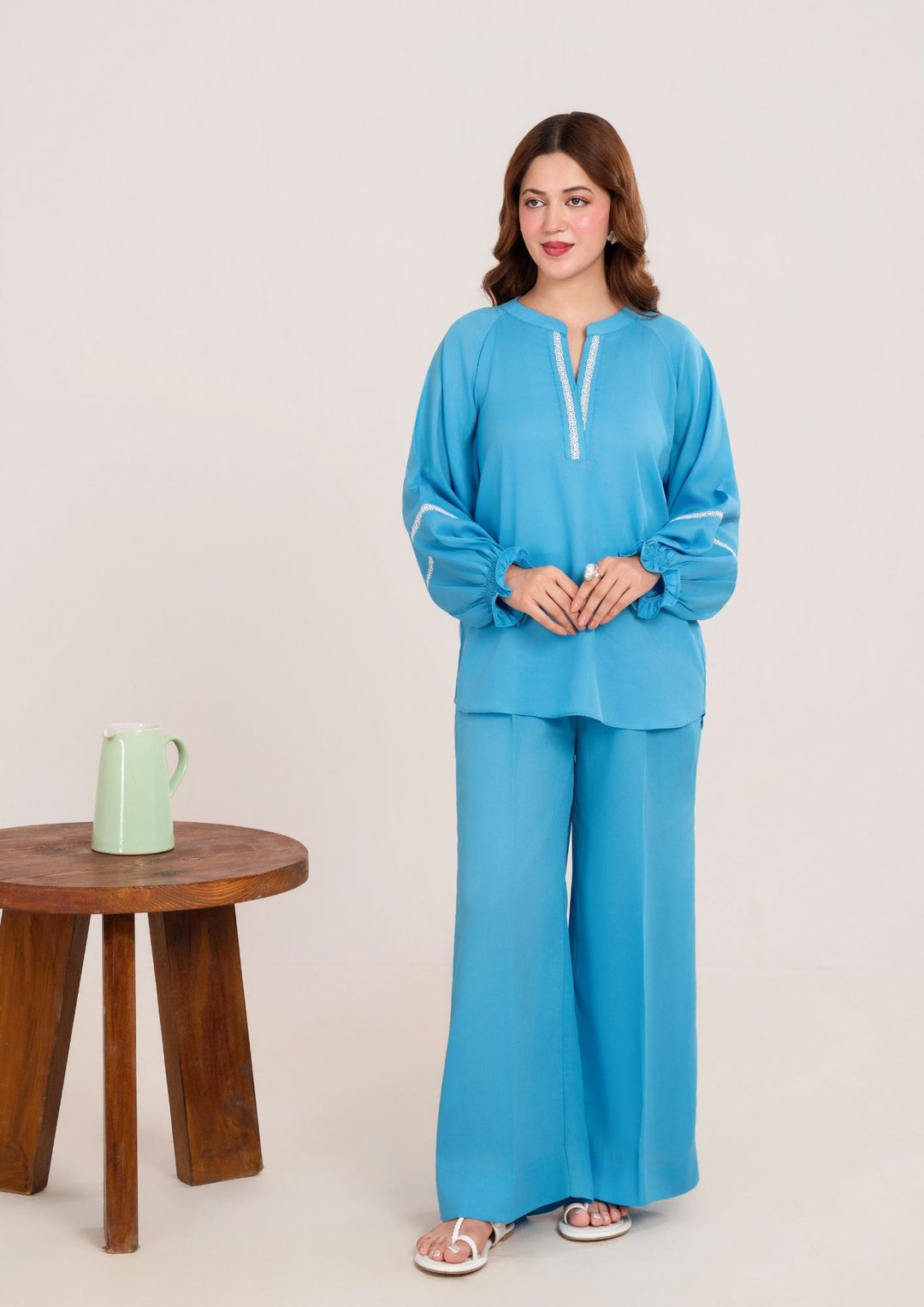 2Pc Embroidered Georgette Sky Blue JUPITER-F25-0029