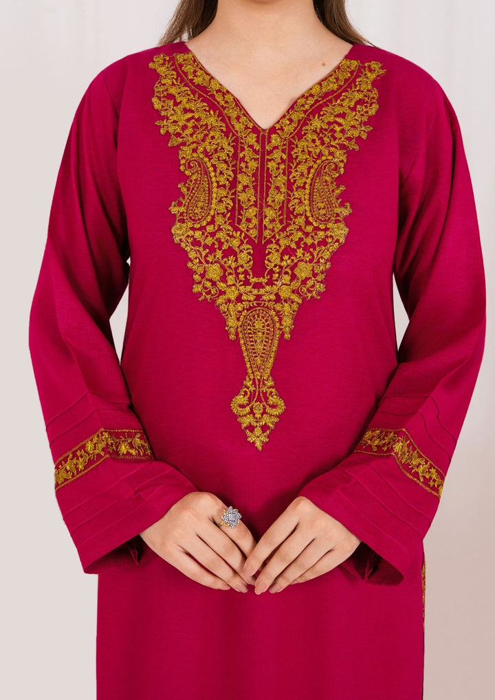 3pc Embroidered Silk Karandi with Embroidered Border Shawl AML-W25-0022