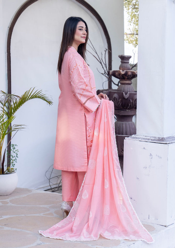 3Pc Embroidered Lawn with Block Printed Chiffon Dupatta SUM-M26-0003
