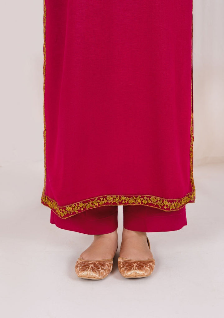 3pc Embroidered Silk Karandi with Embroidered Border Shawl AML-W25-0022