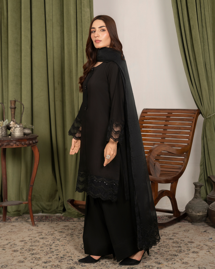 3Pc Embroidered Silk Viscose with Farshi Shalwar FATAH-F25-0018