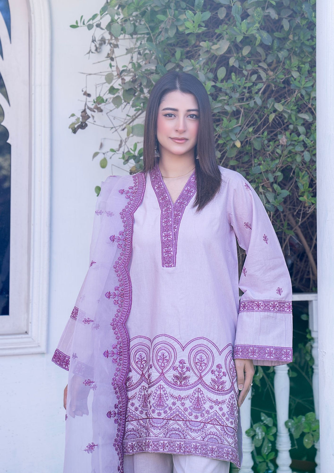 3Pc Embroidered Lawn with Embroidered Organza Dupatta SUM-M26-0004
