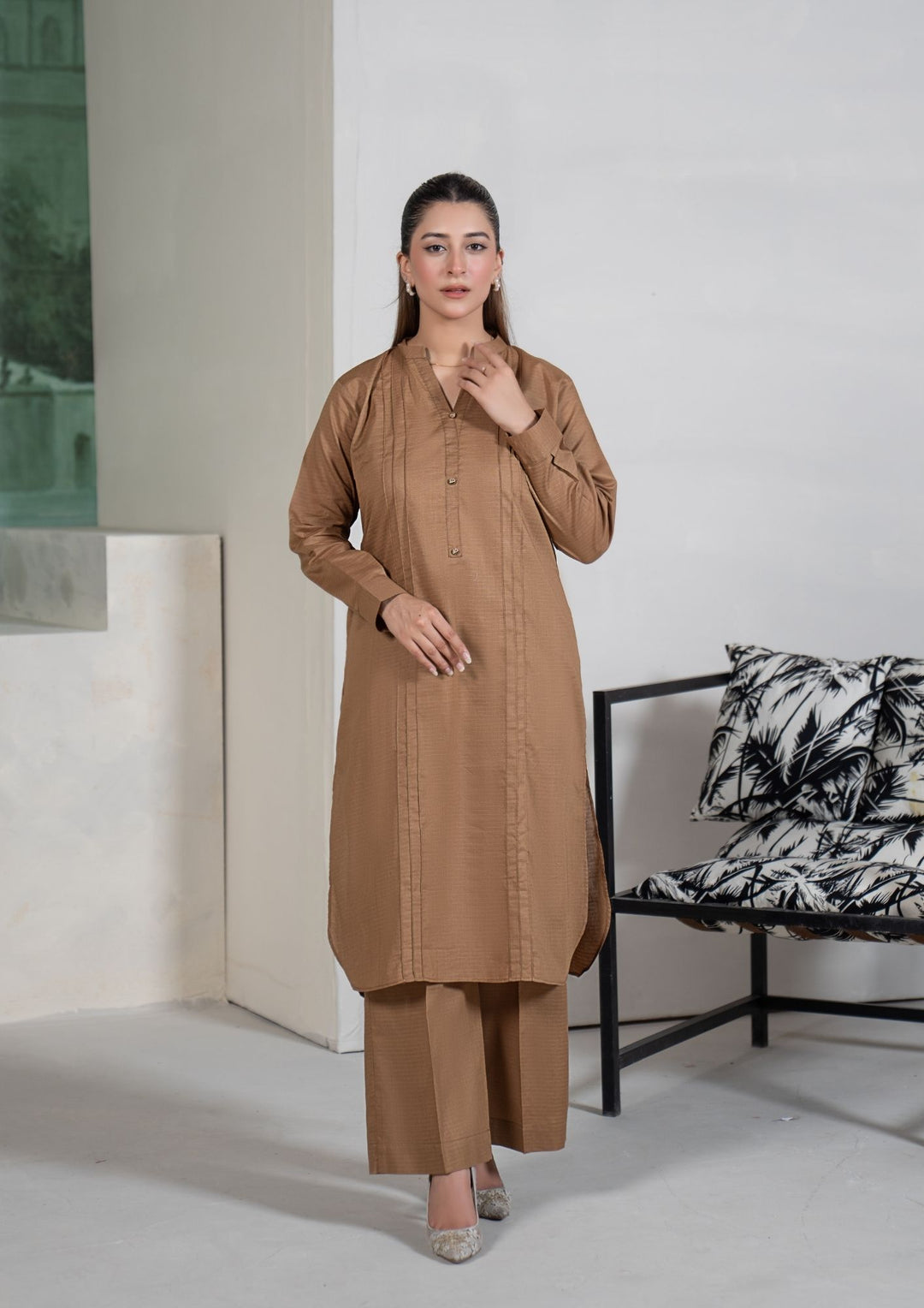2Pc Cotton Lawn Warm Brown ROZ-R26-0006