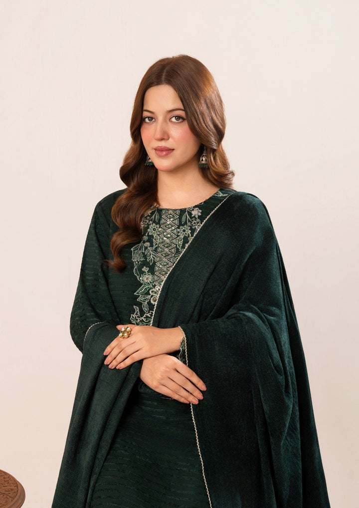 3Pc Alpine Velvet Tilla Embroidered with Velvet Shawl Bottle AFP-A25-0007