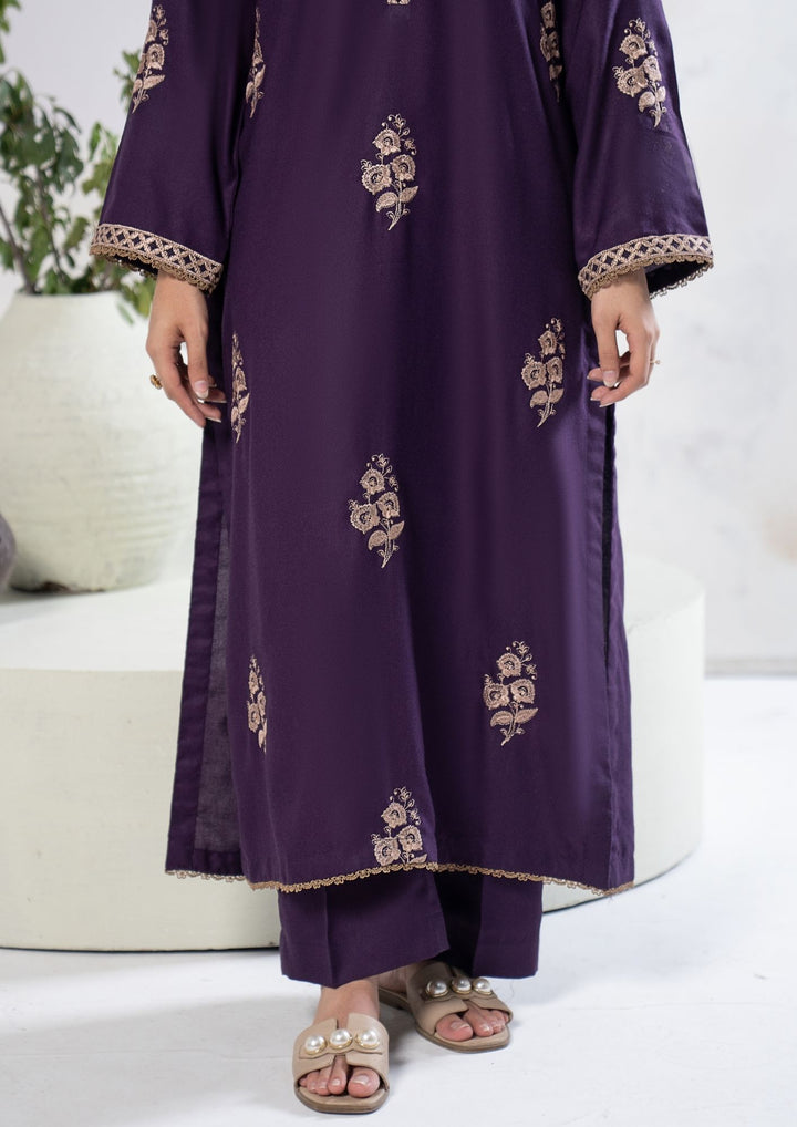 3Pc Embroidered Alpine Karandi Plum SAY-W26-0006