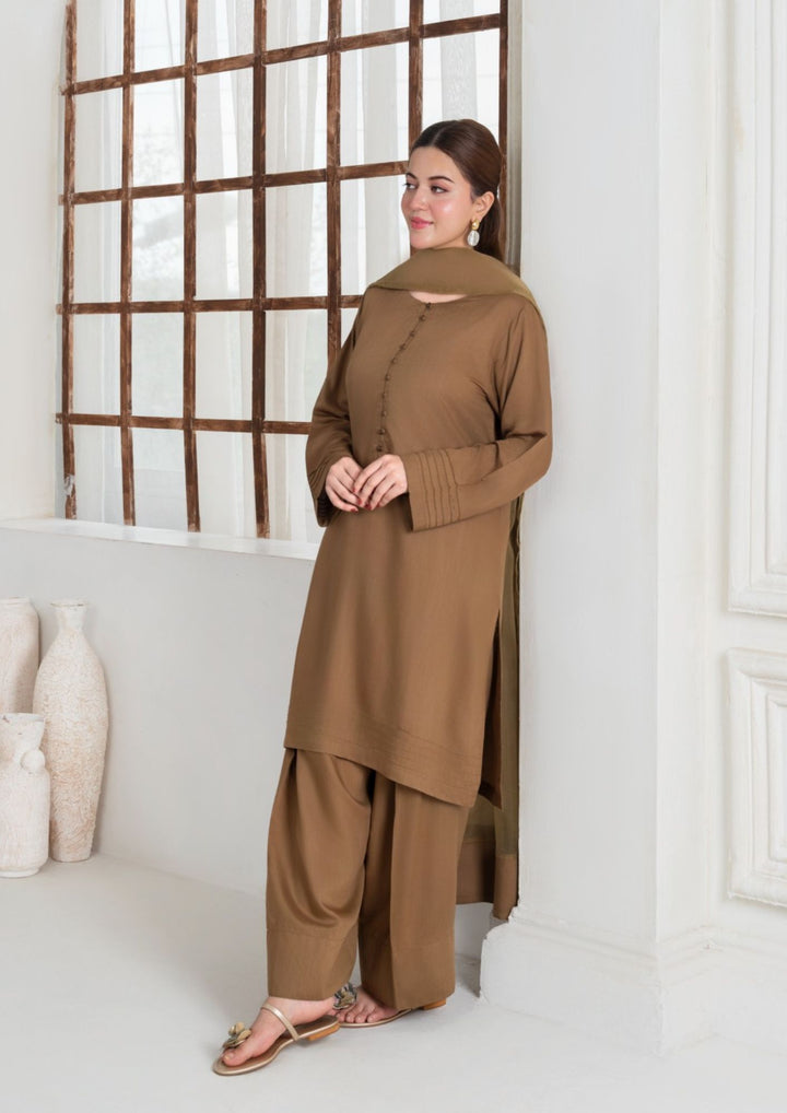 3Pc Silk Viscose with Farshi Shalwar with Organza Dupatta AML-S25-0057