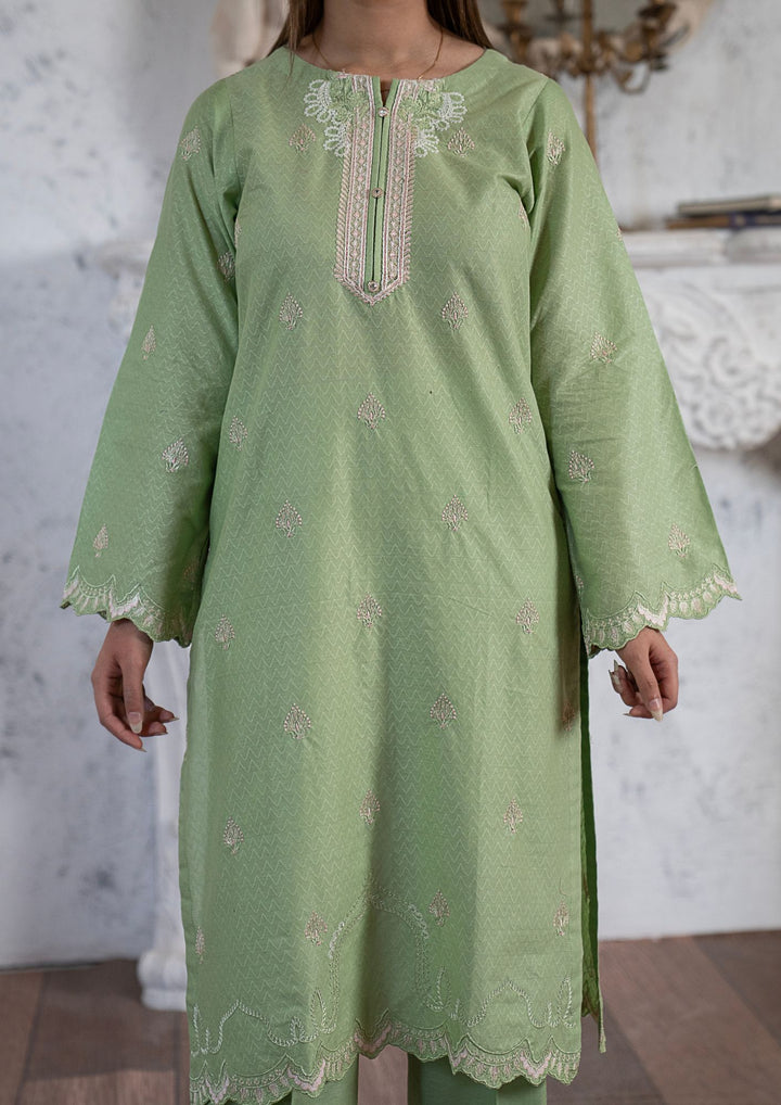 3Pc Multi Embroidered Lawn with Chiffon Dupatta Pistachio RIW-R26-0046