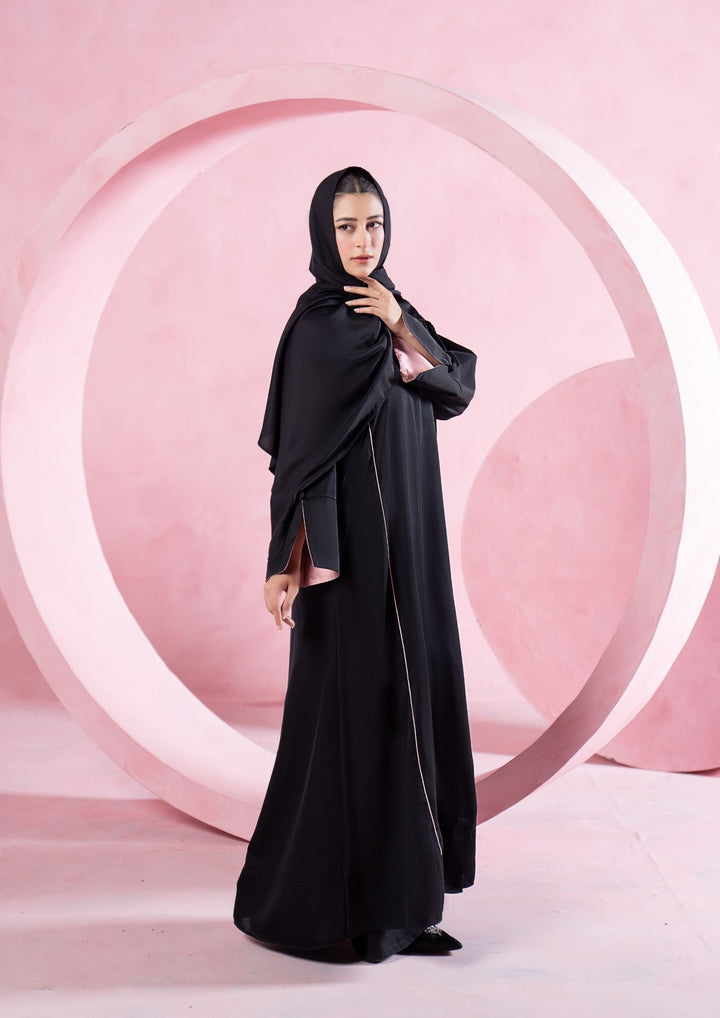 Noir Piped Flare Abaya ABL-A26-0001
