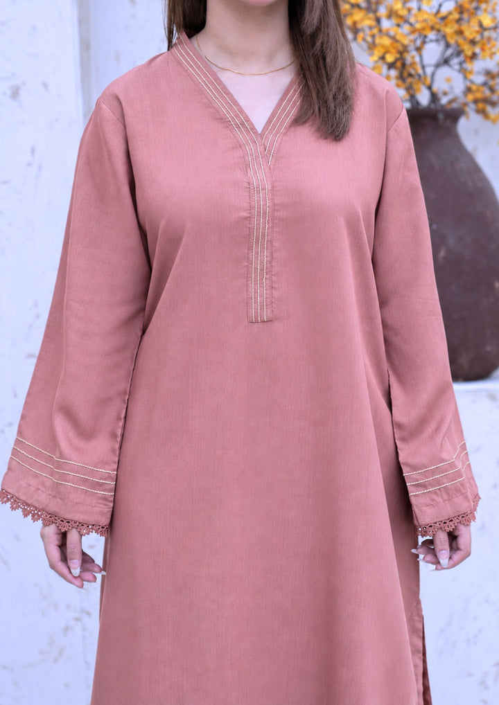 2Pc Silk Viscose Kaftan Tea Pink JUPITER-S26-0013