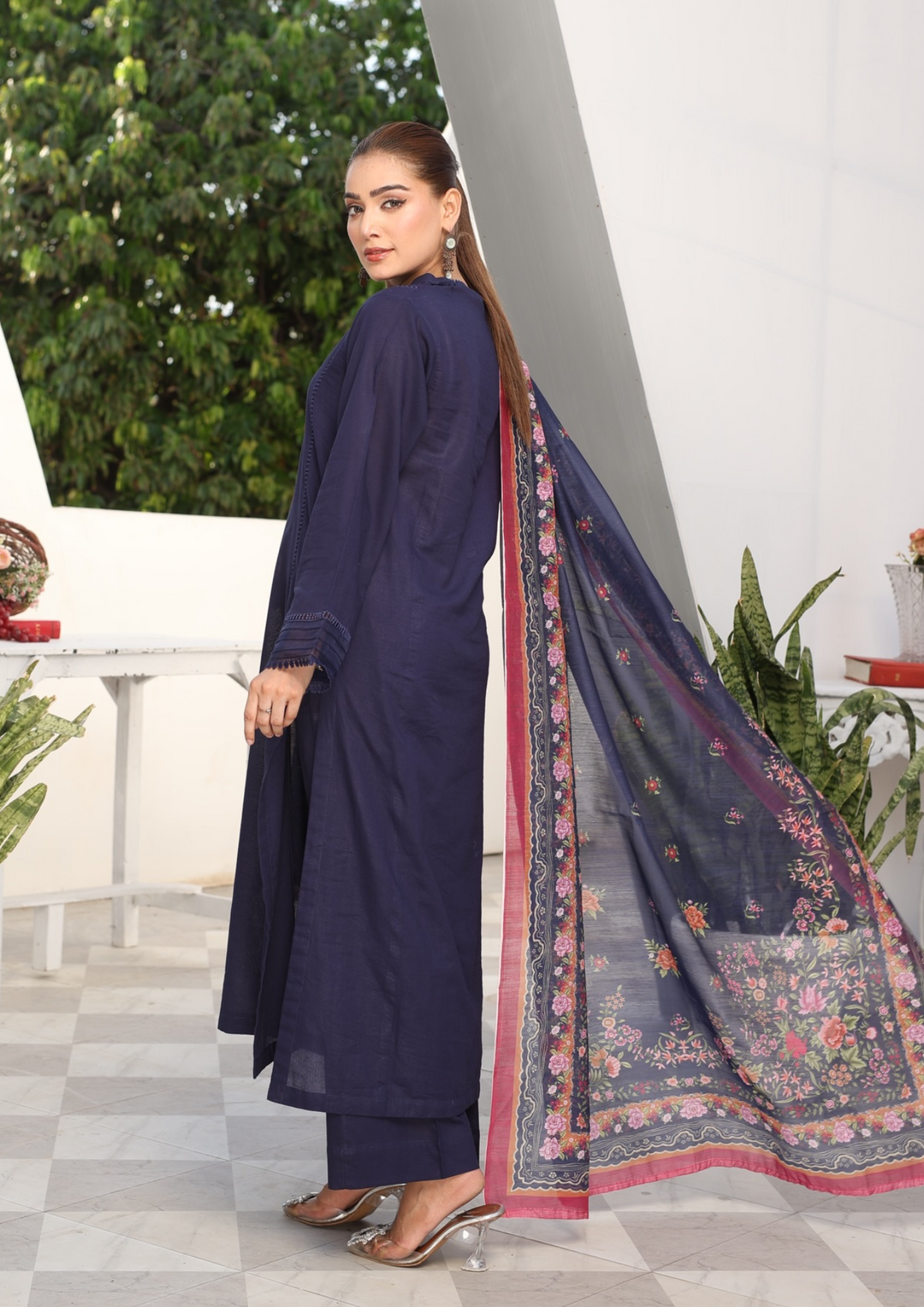 3Pc Jacquard Lawn with Slub Monark Dupatta MONARK-R24-0004