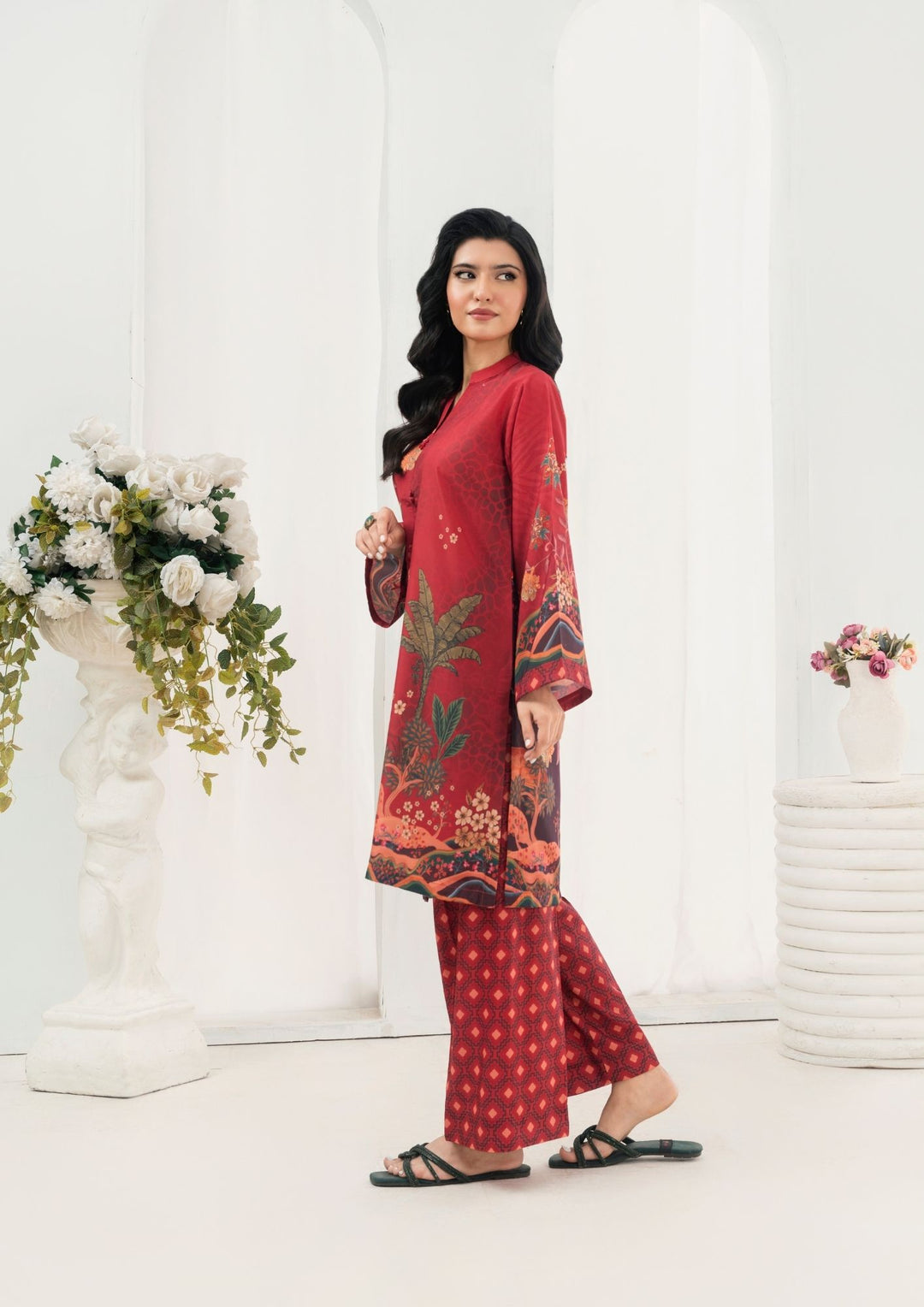 2Pc Printed Arabic Silk AML-W25-0040