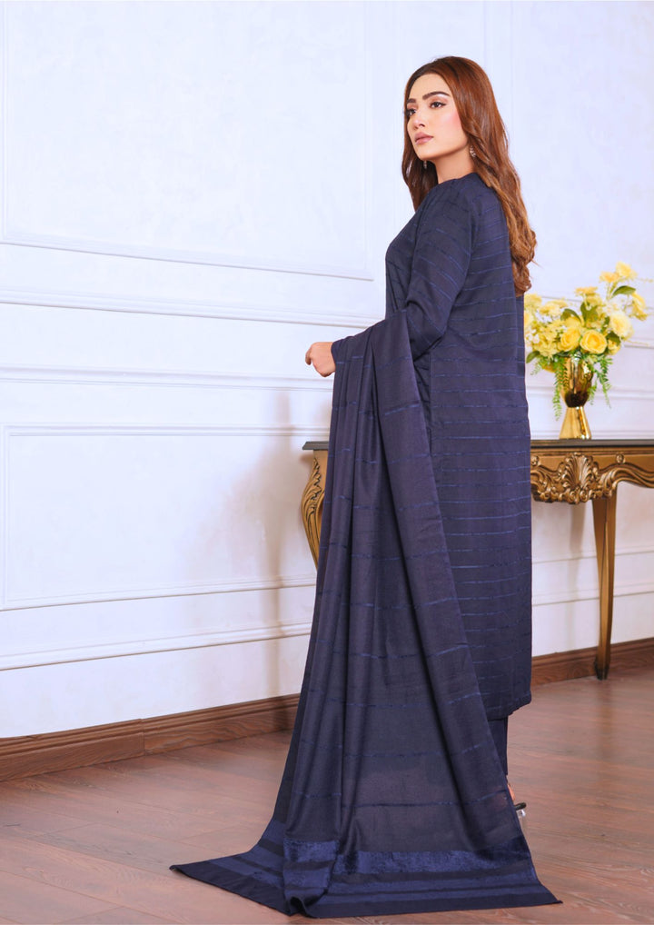 3pc Alpine Velvet Shirt with Velvet Border Shawl and Plain Trouser W24-VEL-0004