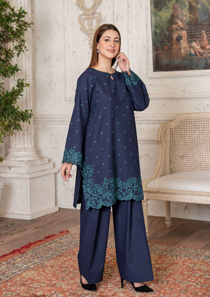 2Pc Multi Embroidered Khaddar Teal Blue SAY-W26-0028