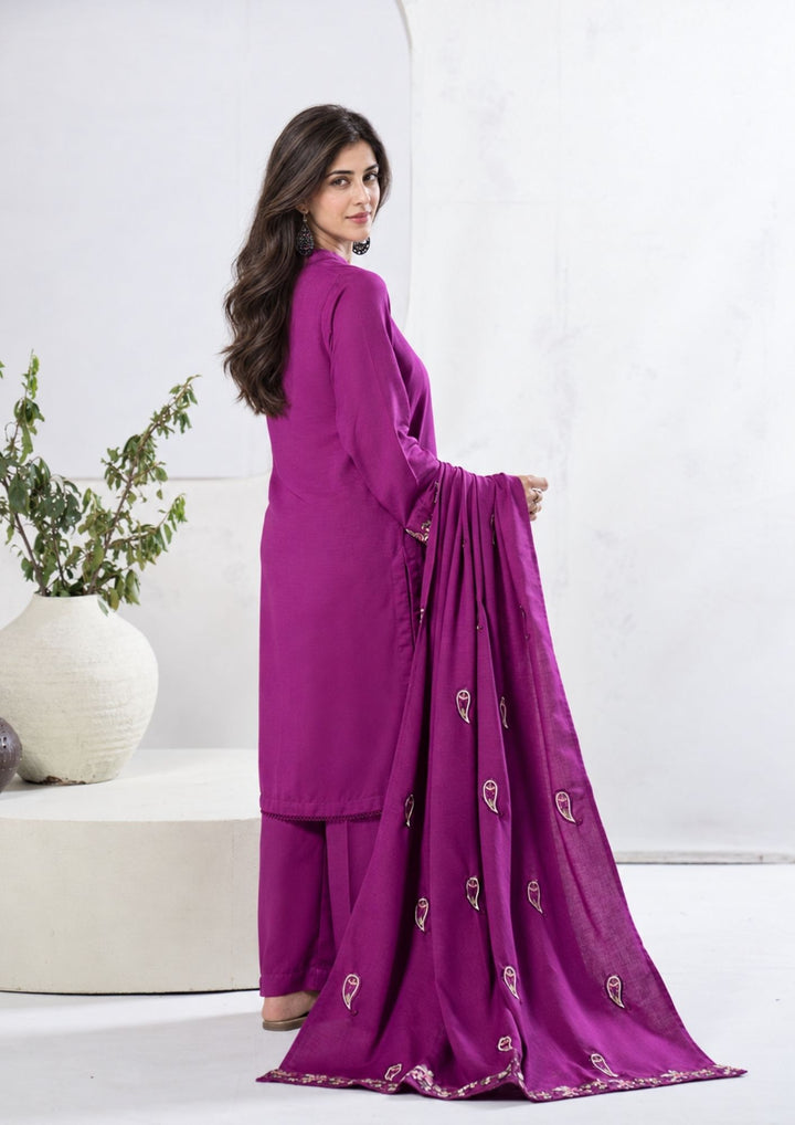 3Pc Embroidered Alpine Karandi Magenta SAY-W26-0007