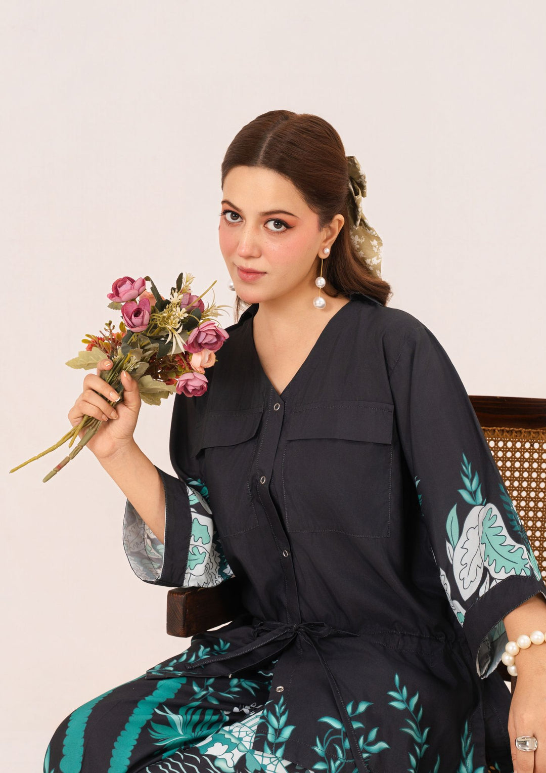 2Pc Printed Arabic Silk AMJ-S26-0006