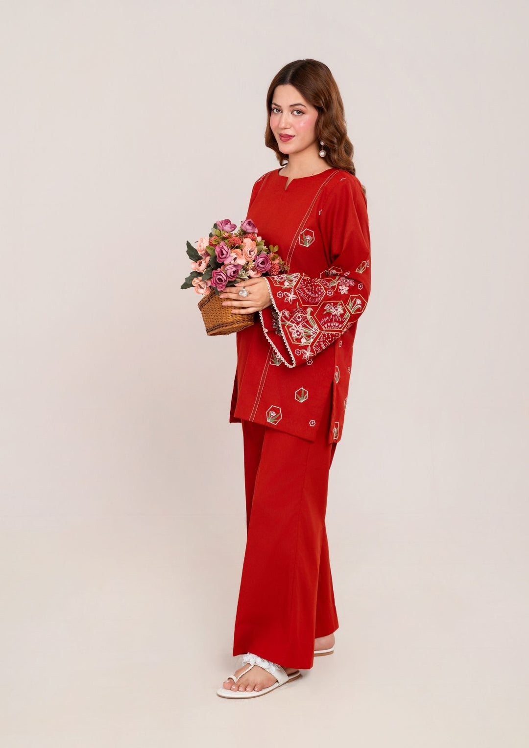 Jupiter Rust 2Pc Embroidered Cambric Deep Rust JUPITER-F25-0030 – YoloPret