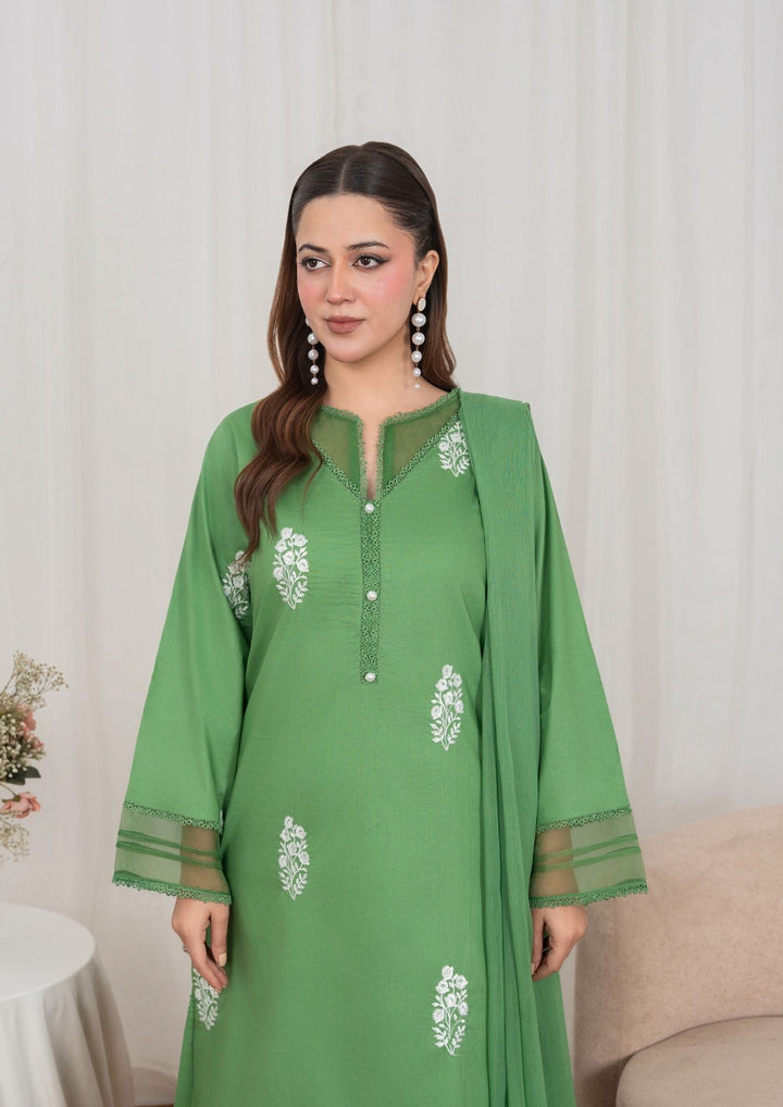 3Pc Embroidered Lawn Green JASHAN-J26-0032