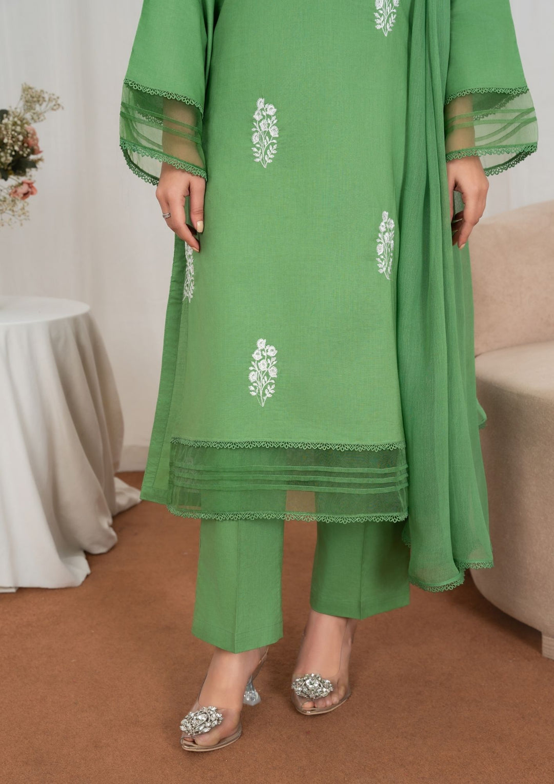 3Pc Embroidered Lawn Green JASHAN-J26-0032
