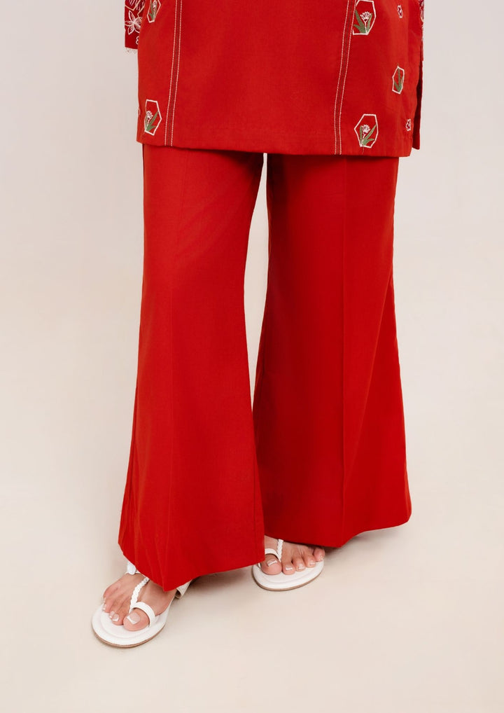 2Pc Embroidered Cambric Deep Rust JUPITER-F25-0030