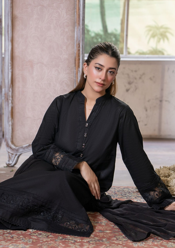 3Pc Lawn Black with Chiffon Dupatta MONO-M26-0009