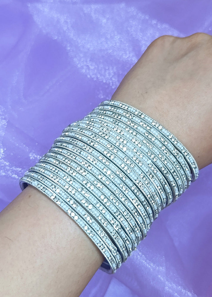 Chaand Wala Safaid Bangles with Crystals PMB-0172
