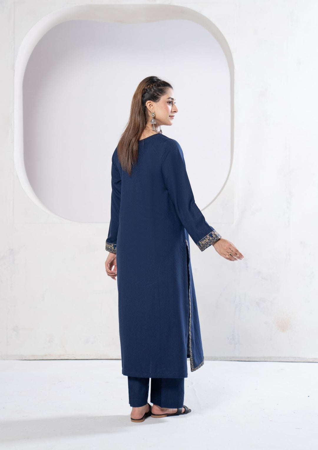 3Pc Tilla Embroidered Alpine Karandi Navy Blue SAY-W26-0001