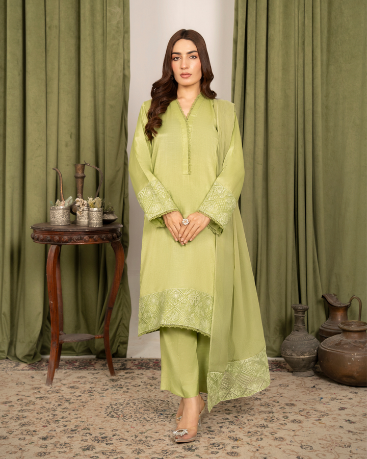 3Pc Embroidered Raw Silk FATAH-F25-0020