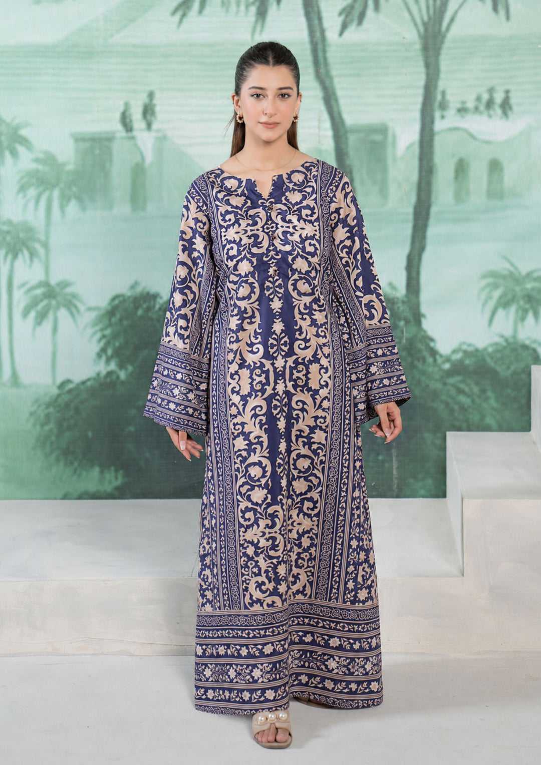 1Pc Digital Print Arabic Lawn Kaftan JUPITER-S26-0009