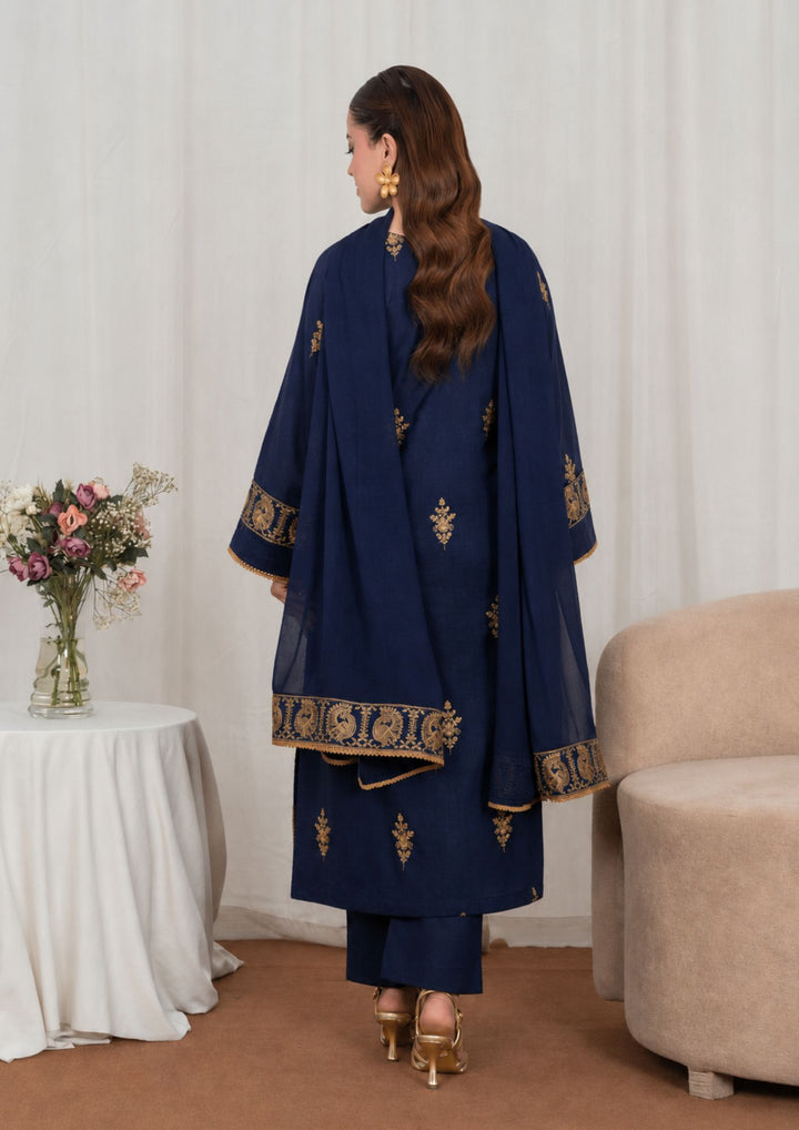 3Pc Embroidered Textured Lawn with Embroidered Border Chiffon Dupatta JASHAN-J26-0046